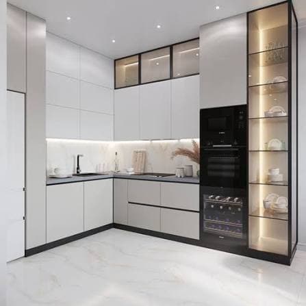 Sleek Kitchen Counter & Overhead Units